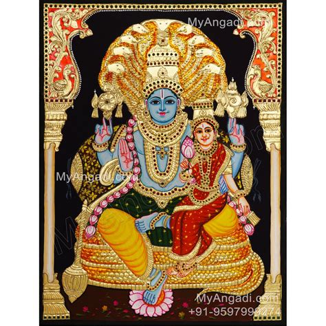 Vishnu And Lakshmi Tanjore Painting Andal Tanjore Painting