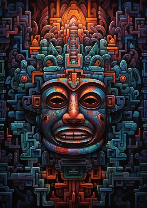 Aztec Art Print 'faces' Wall Art Home Art ART PRINT Contemporary Art ...