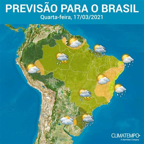 Previsão de temporal em todas as regiões do Brasil