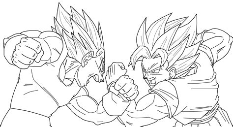 Majin Vegeta Vs Ssj2 Goku Lineart By Brusselthesaiyan On Deviantart