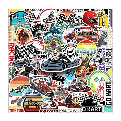 50pcs Kart Car Stickers Racing Stickers Vehicle Stickers Racing Decals