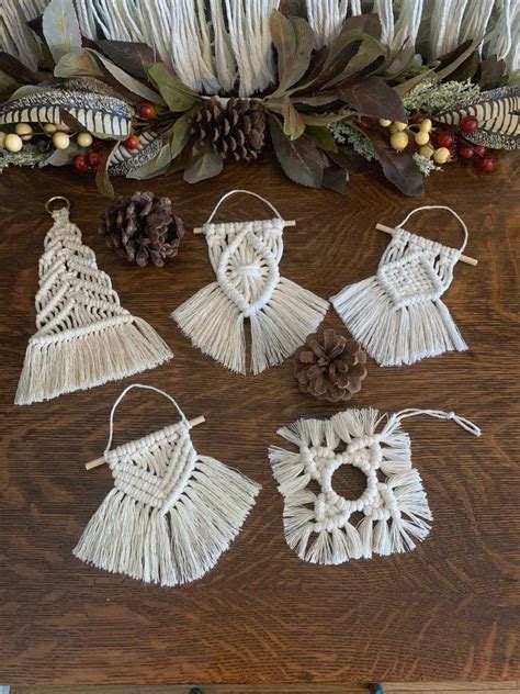 3 Mini Macrame Macrame Ornament Macrame Christmas Ornament Boho