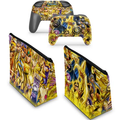 KIT Capa Case E Skin Nintendo Switch Pro Controle Cavaleiros Do