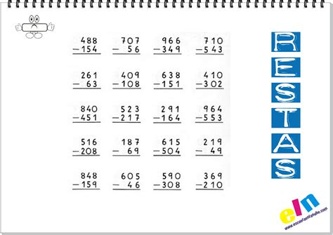 Fichas De Matemáticas Las Restas Escuela En La Nube