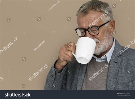 Caucasian Old Mature Drinking Coffee Stock Photo 588319922 Shutterstock
