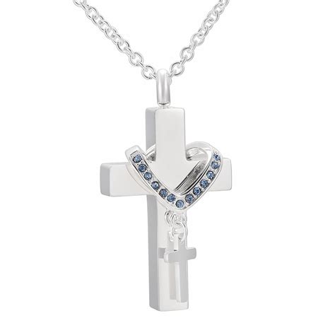 Igd Silver Cross Cremation Jewelry For Ashes Memorial Pendant