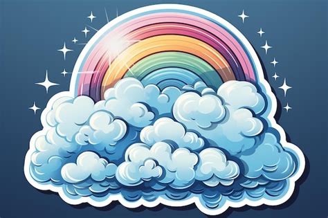 Arco Iris En Las Nubes Con Estrellas E Ilustraci N De Arte Vectorial De