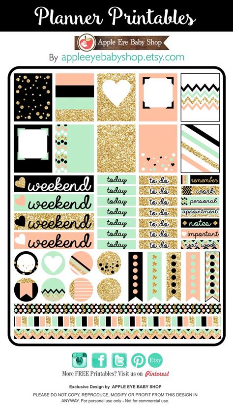 April Glitter Kit Free Printable Planner Stickers PlannerProblem