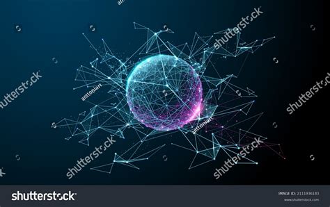 Metaverse Digital Sphere Abstract Blue Purple Globe Stock Vector