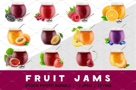 12 Fruit Jams Graphic Objects Creative Market