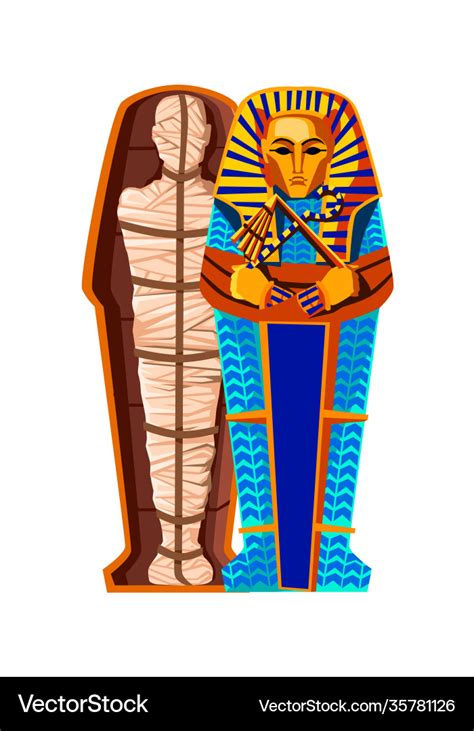 Mummy In Sarcophagus Cartoon Royalty Free Vector Image