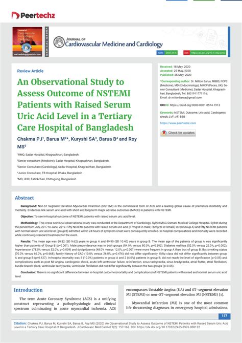 PDF An Observational Study To Assess Outcome Of NSTEMI Patients With