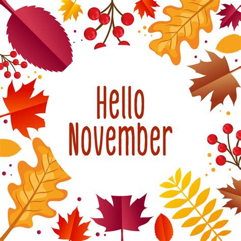 Hand drawn hello november banner template for autumn celebration ...