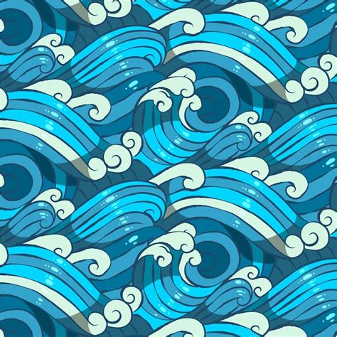 Free Vector Hand Drawn Japanese Wave Pattern Set