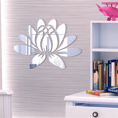 Kaufe Blühende Lotus Blume Acryl Spiegel Wand Aufkleber Set DIY