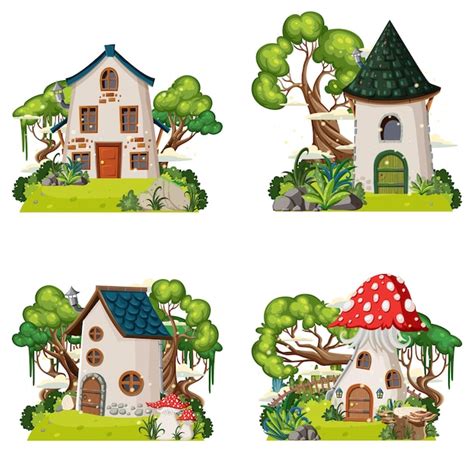 Premium Vector Set Of Fairy Tale House Isolated