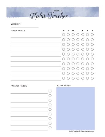 Printable Habit Tracker Templates - CalendarLabs