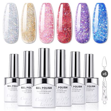 Candy Lover Gel Nail Polish Blue Purple Pink Red Glitter Nail Gel