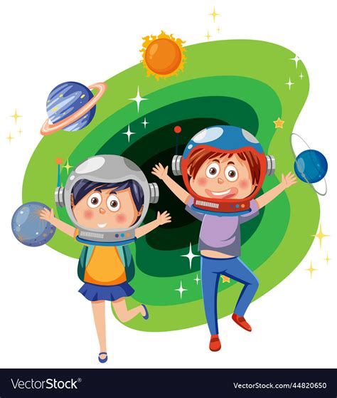 Kids in astronomy theme Royalty Free Vector Image