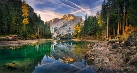 Fond d écran paysage forêt Montagnes cascade le coucher du soleil