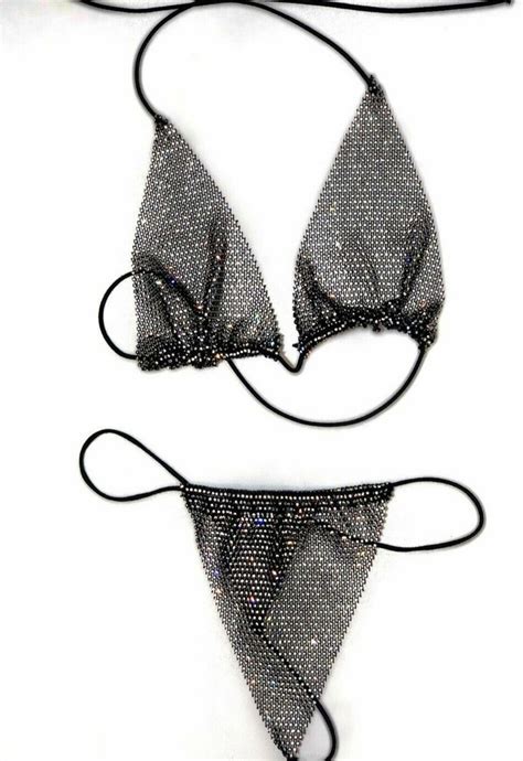 Sexy Rhinestone Two Piece Thong Bikini Etsy