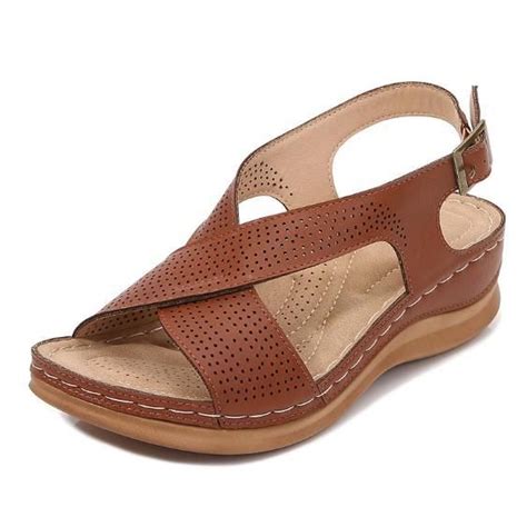 Sandales Orthop Diques Bout Ouvert Pour Femmes Marron Marron