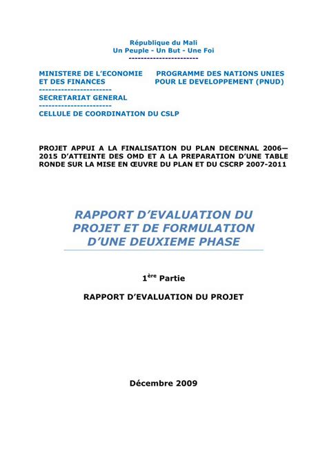 PDF RAPPORT DEVALUATION DU PROJET ET DE FORMULATION DOKUMEN TIPS