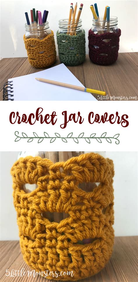 5 Little Monsters Crocheted Jar Covers