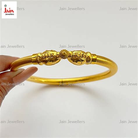 18 Kt 22 Kt Real Solid Yellow Gold Screw Open Women S Bracelet Bangle