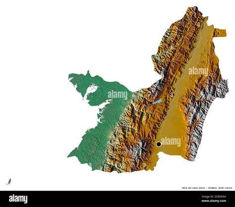 Shape Of Valle Del Cauca Department Of Colombia With Its Capital Isolated On White Background