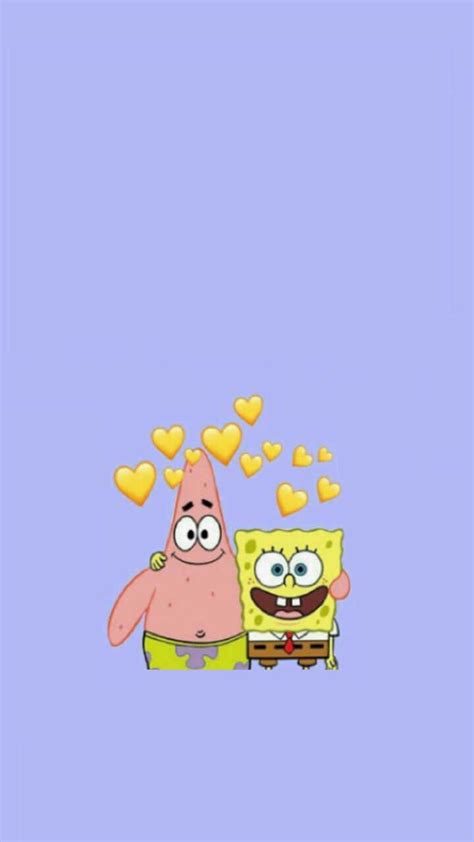 Download Patrick And Spongebob Yellow Hearts Aesthetic Wallpaper