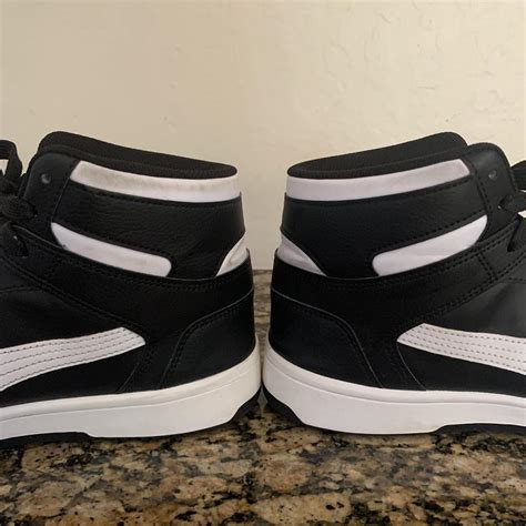 Puma Black And White High Top Sneakers Depop