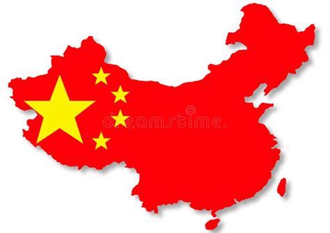 Chinese Flag On Country Map Illustration Stock Photography - Image: 6010282