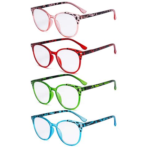 4 Pack Round Fashionable Reading Glasses For Women