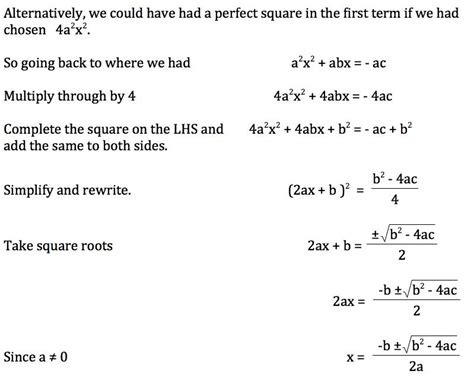 Teaching The Derivation Of The Quadratic Formula Quadratics