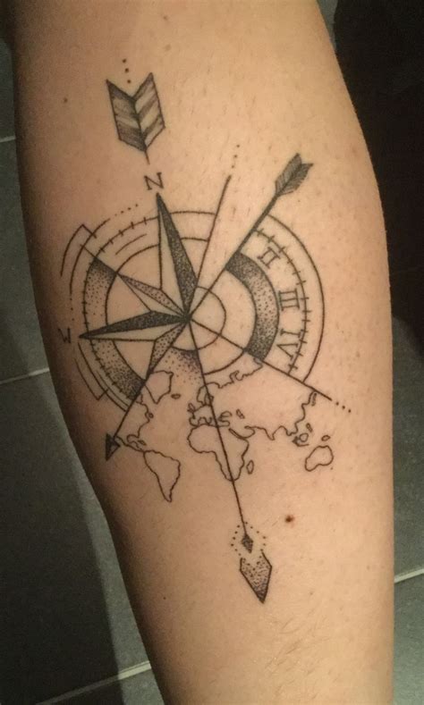 Arrow Compass Clock Map Tattoo Compass Tattoo Design Arrow