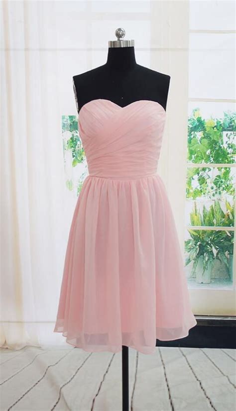 Handmade Short Bridesmaid Dress,Cheap Simple Pink Bridesmaid Dresses,