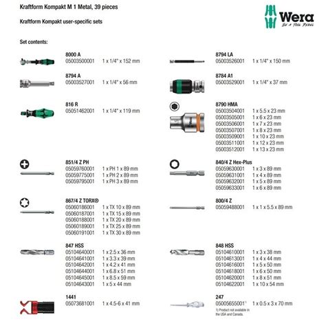 Wera M1 Tamir Seti Kraftform Kompakt 05135928001