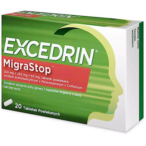 EXCEDRIN MIGRASTOP 20 tab Lek ból głowy migrena 13534637484 Allegro pl