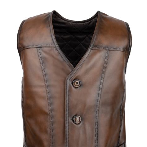 Mens Soft Brown Leather Waistcoat Classic Traditional Gilet Etsy