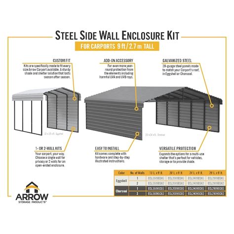 Arrow 10 Ft W X 15 Ft L X 9 Ft H Eggshell Metal Carport With Metal Roof In The Carports