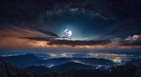 Premium Photo Moon In The Night With Stars And Cloud Moon View At The