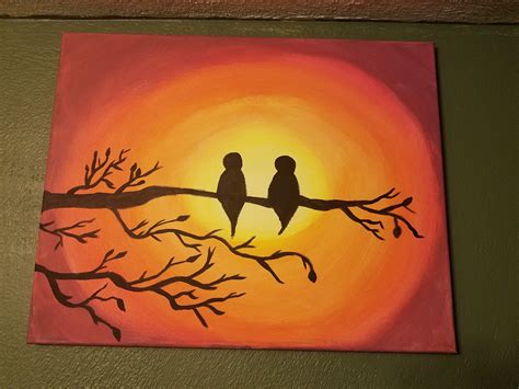 Lovebirds In The Sun By Rustiviniboho On Etsy Love Birds Drawing Oil