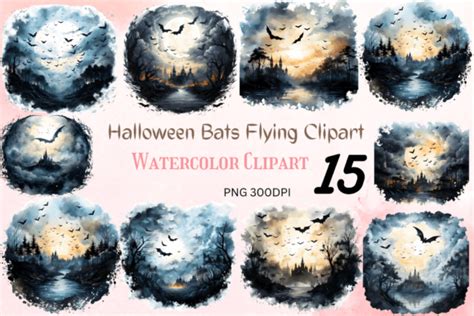 Halloween Bats Flying Clipart Graphic by CreativeDesign · Creative Fabrica