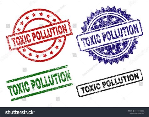 Vektor Stok Toxic Pollution Seal Prints Corroded Texture Tanpa Royalti