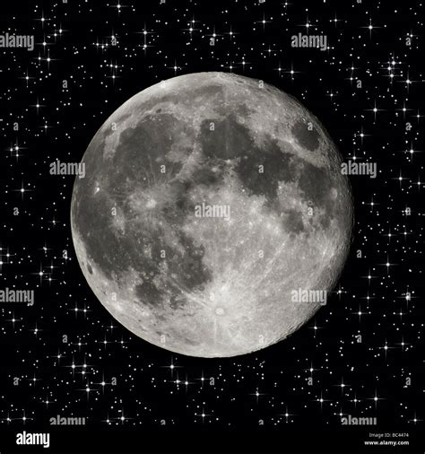 Moon Surrounded By Stars Stock Photo Alamy