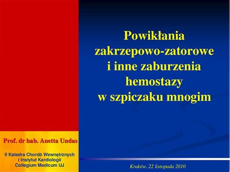 Powik Ania Zakrzepowo Zatorowe I Inne Zaburzenia Hemostazy W Szpiczaku