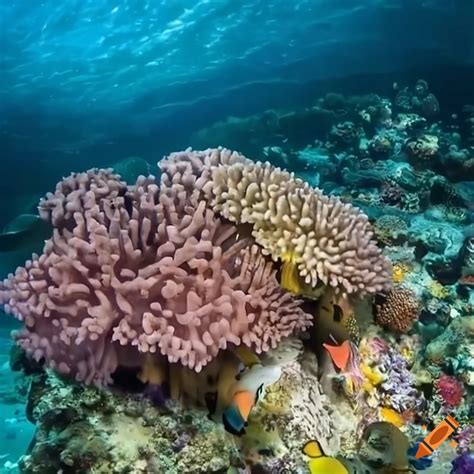 Vibrant Underwater Scene With Coral Reef And Marine Life On Craiyon