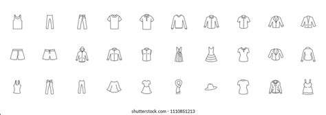 Shirt Collars Jacket Types Flat Line Stock Vector Royalty Free