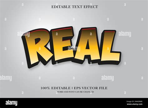 Real 3d Text Effect Styles Mockup Concept Black Text Stock Vector Image